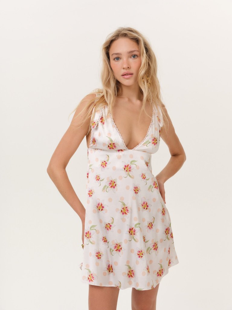 For Love & Lemons Sunrise Lily Mini Dress Xs / Cream Peach